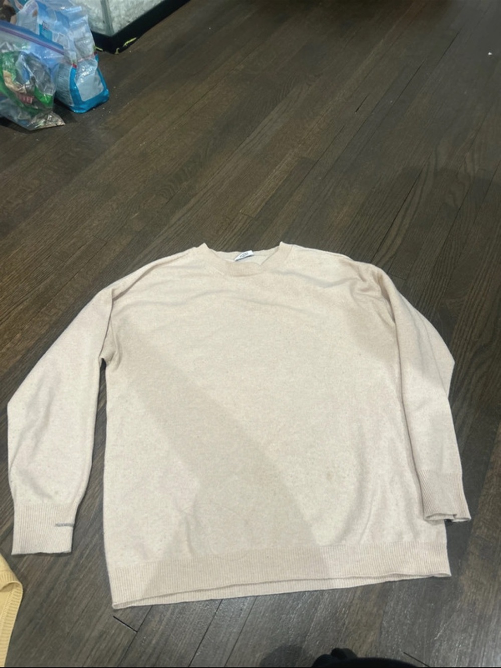 Women’s Crewneck Sweater in Beige - Classic Lightweight Knit fits like size M